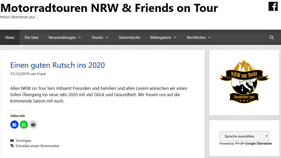 NRW on Tour unsere neue Website seit 2020